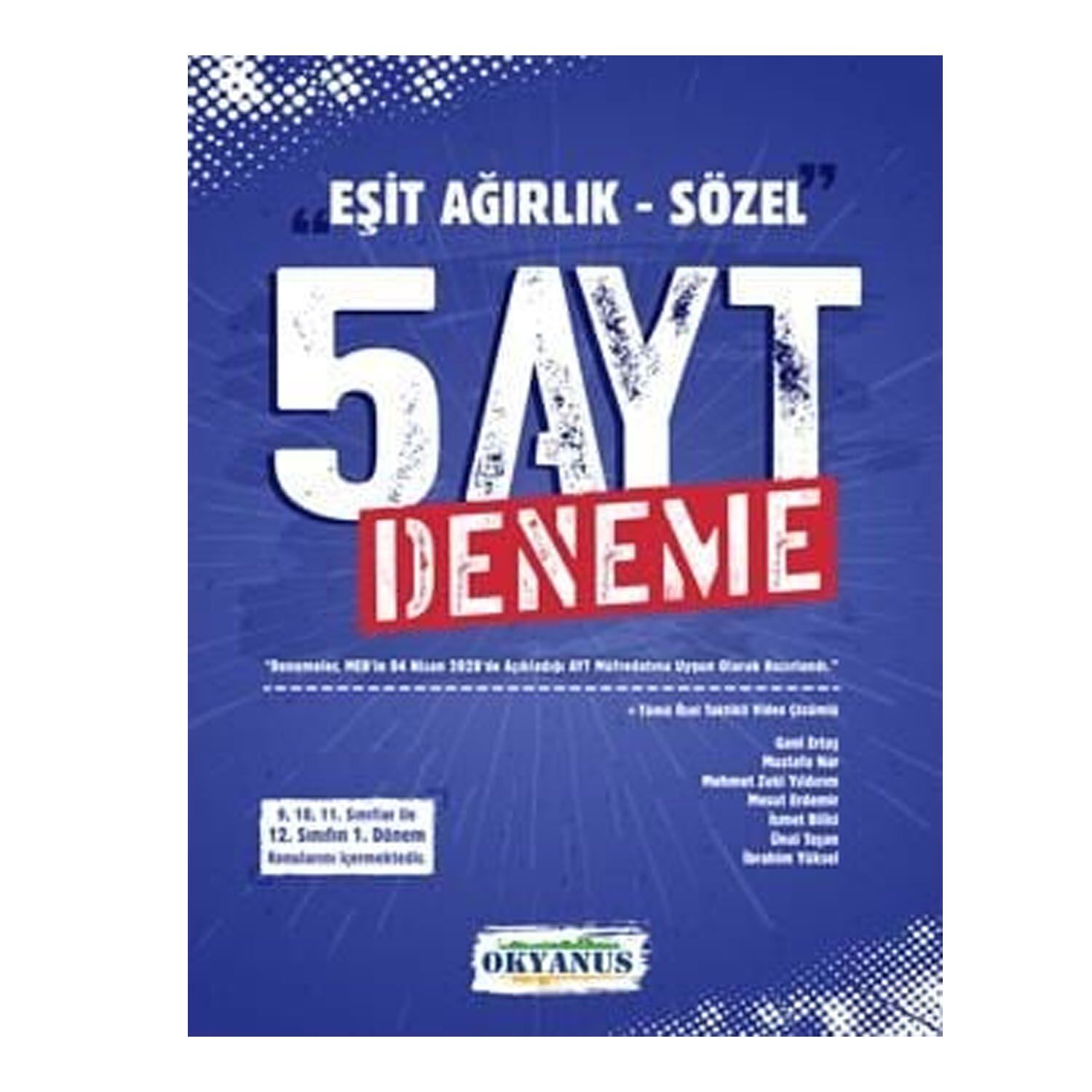 Okyanus Yayınları AYT Eşit Ağırlık Sözel 5 li Deneme