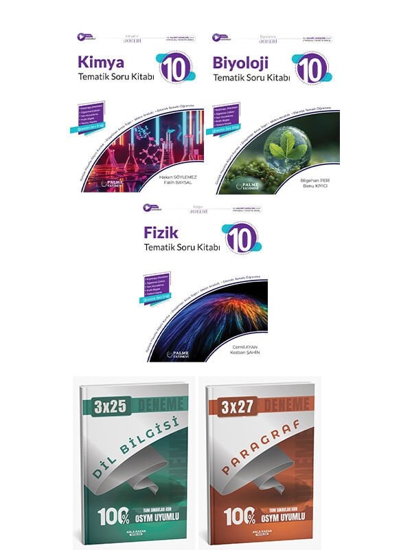 Palme + Anla Kazan 2026 10. Sınıf Tematik Fizik Kimya Biyoloji Soru + Anla Kazan Deneme 5 li Set