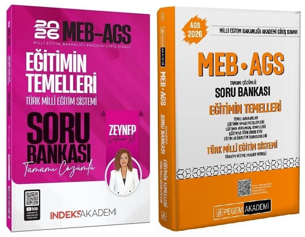 Pegem + İndeks 2026 MEB-AGS Eğitimin Temelleri ve Türk Milli Eğitim Sistemi Soru Bankası 2 li Set - Zeynep Salman İçli Pegem + İndeks Akademi Yayınları