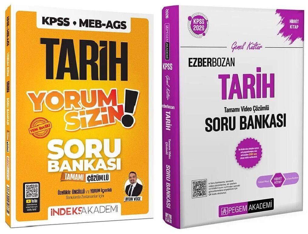 Pegem + İndeks 2026 KPSS Tarih Ezberbozan + Yorum Sizin Soru Bankası 2 li Set - Aydın Yüce Pegem + İndeks Akademi Yayınları