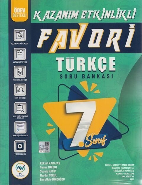 Av Yayınları 7. Sınıf Türkçe Kazanım Etkinlikli Soru Bankası