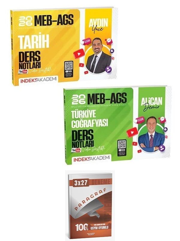 İndeks + Anla Kazan 2026 MEB-AGS Tarih + Türkiye Coğrafyası Ders Notları 2 li Set İndeks Akademi Yayıncılık