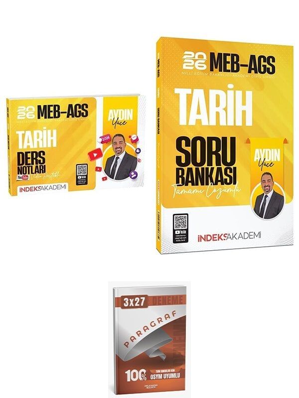 İndeks + Anla Kazan 2026 MEB-AGS Tarih Video Ders Notları + Soru Bankası 2 li Set İndeks Akademi Yayıncılık