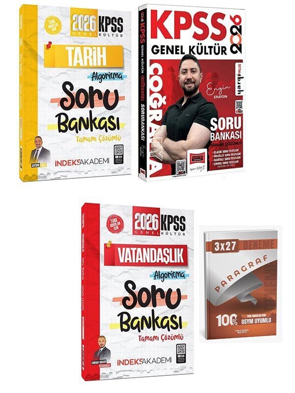 İndeks + Yargı 2026 KPSS Tarih + Coğrafya + Vatandaşlık Soru Bankası 3 lü Set İndeks Akademi + Yargı Yayıncılık
