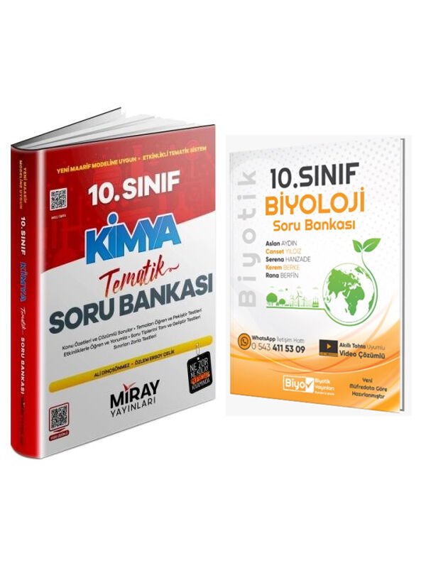Miray + Biyotik 2026 10. Sınıf Tematik Kimya Konu Özetli Soru  + Biyoloji Soru 2 li Set