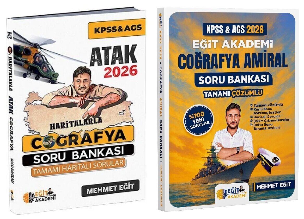 Eğit Akademi 2026 KPSS MEB-AGS Haritalarla Atak + Amiral Coğrafya Soru Bankası 2 li Set - Mehmet Eğit Eğit Akademi