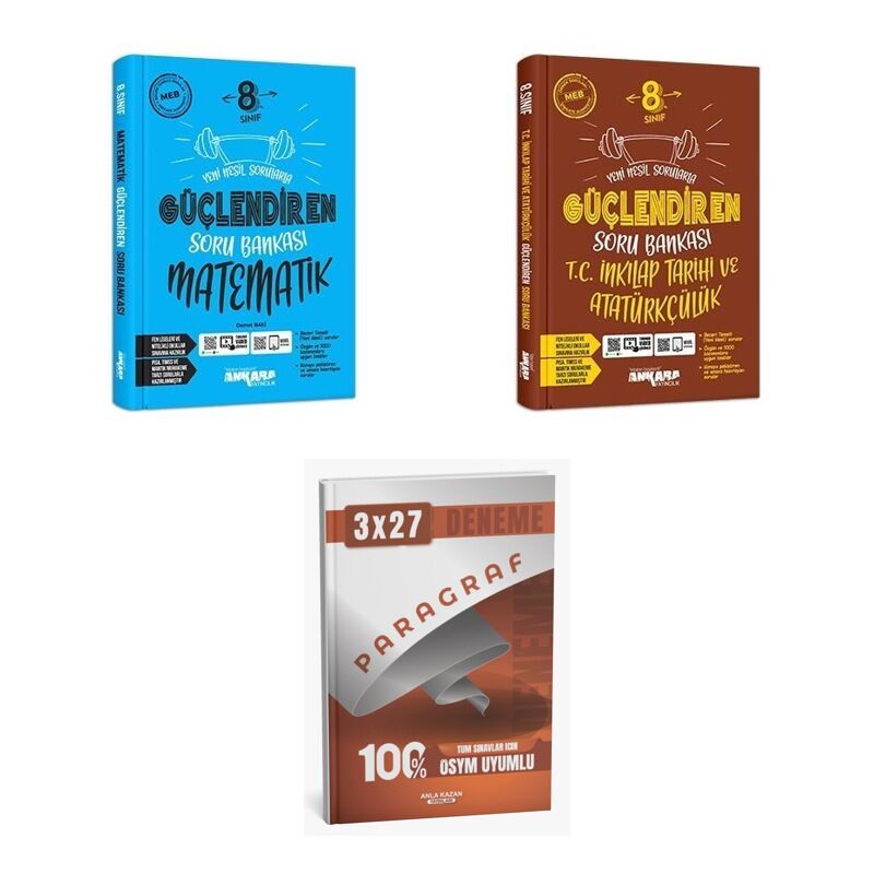 2027 Ankara 8. Sınıf Güçlendiren Matematik + İnkılap Tarihi ve Atatürkçülük T C Soru + Ankapade 3'lü Set