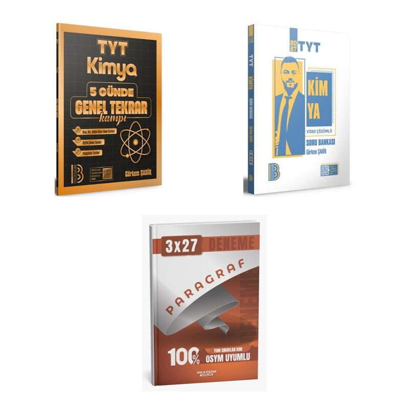 2027 Benim Hocam TYT Kimya 5 Günde Genel Tekrar Kampı Konu + Soru + anla kazan paragraf deneme 3'lü Set