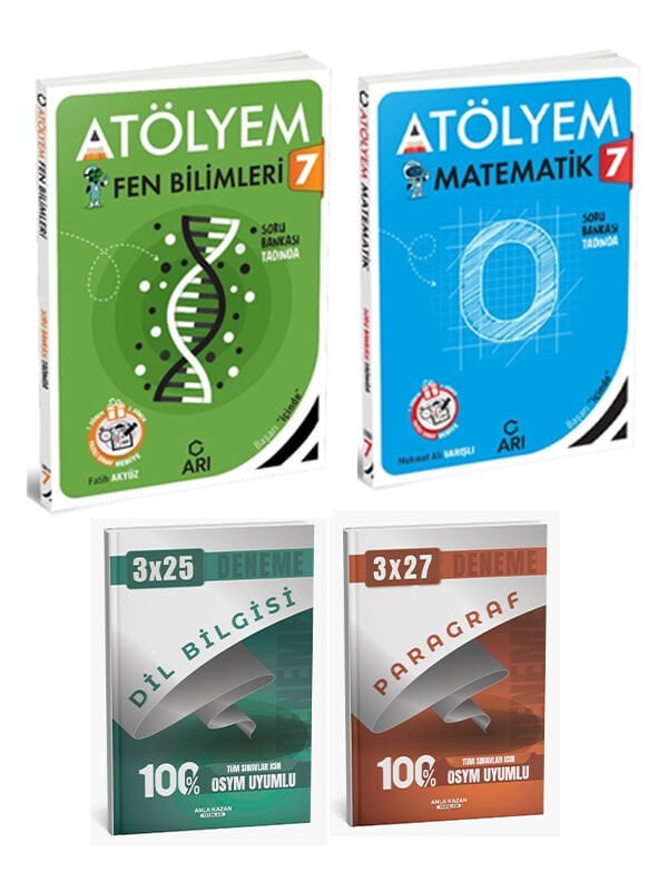 Anla Kazan + Arı 2026 7. Sınıf Atölyem Matematik Fen bilimleri Anla Kazan Deneme 4 lü Set