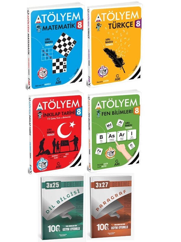 Anla Kazan + Arı 2026 8. Sınıf Atölyem Türkçe Matematik Fen Bilimleri İnkılap Tarihi + Deneme 6lı