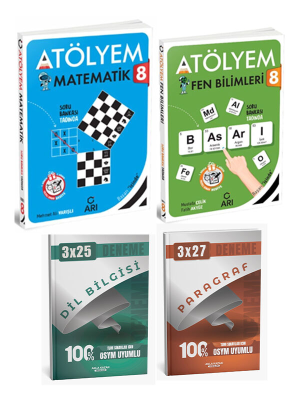 Anla Kazan + Arı 2027 8. Sınıf Atölyem Matematik Fen Bilimleri + Anla Kazan Deneme 4 lü Set