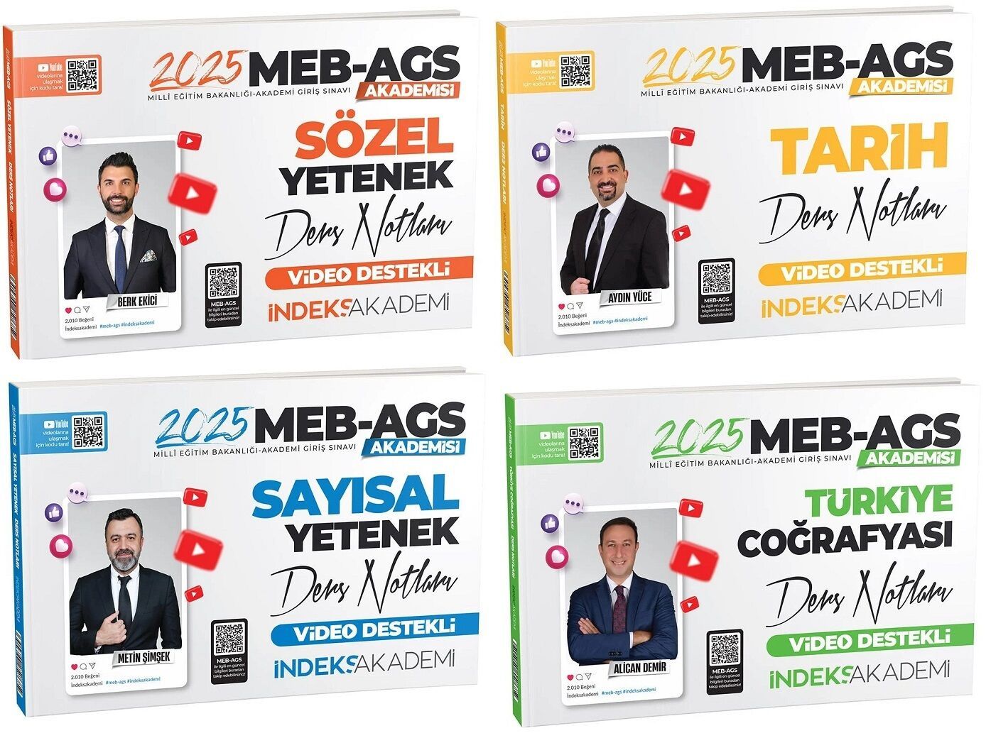 İndeks Akademi 2025 MEB-AGS Akademisi Sözel+Sayısal Yetenek+Tarih+Türkiye Coğrafyası Ders Notları 4lü