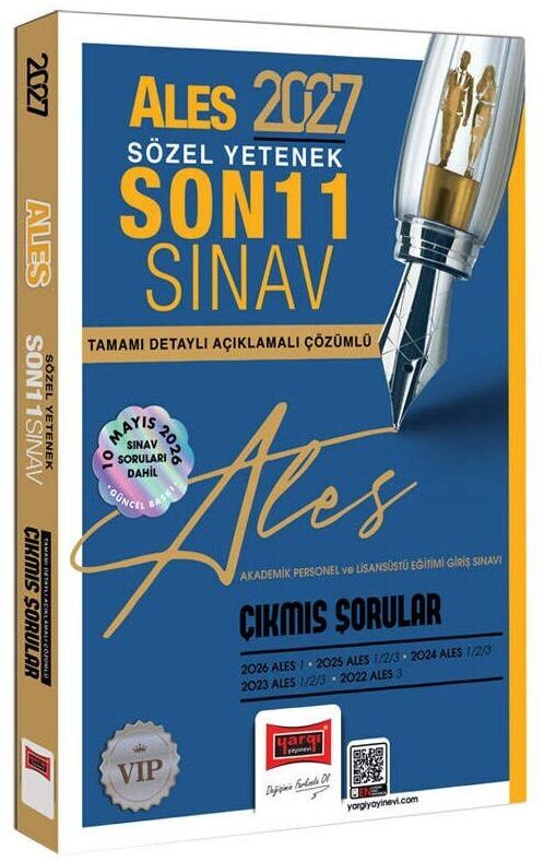 Yargı 2027 ALES VIP Sözel Yetenek Çıkmış Sorular Son 11 Sınav Çözümlü Yargı Yayınları