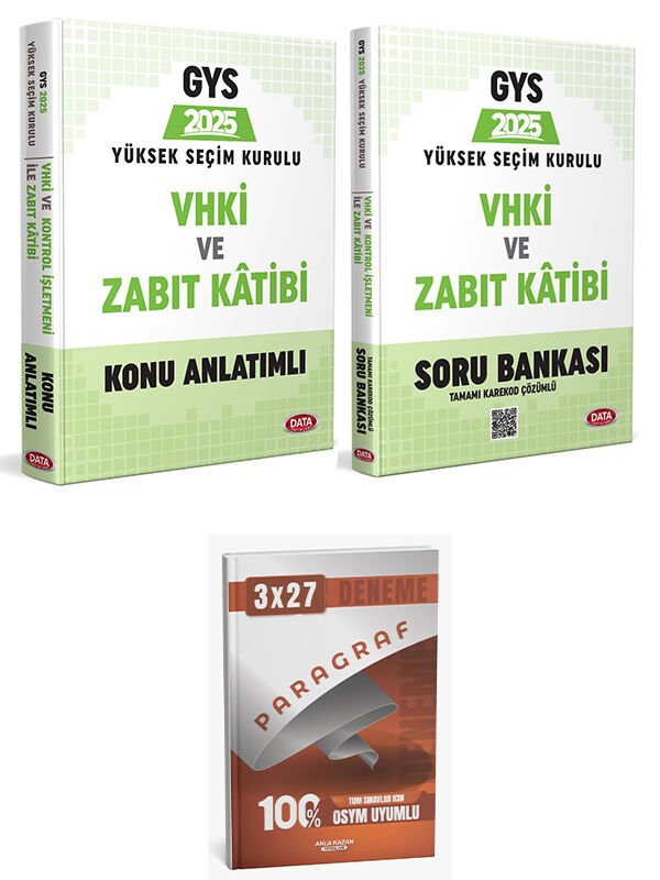 Anla Kazan + Data 2026 Yüksek Seçim Kurulu (YSK) VHKİ ve Zabıt Kâtibi Soru + Konu 3 lü Set