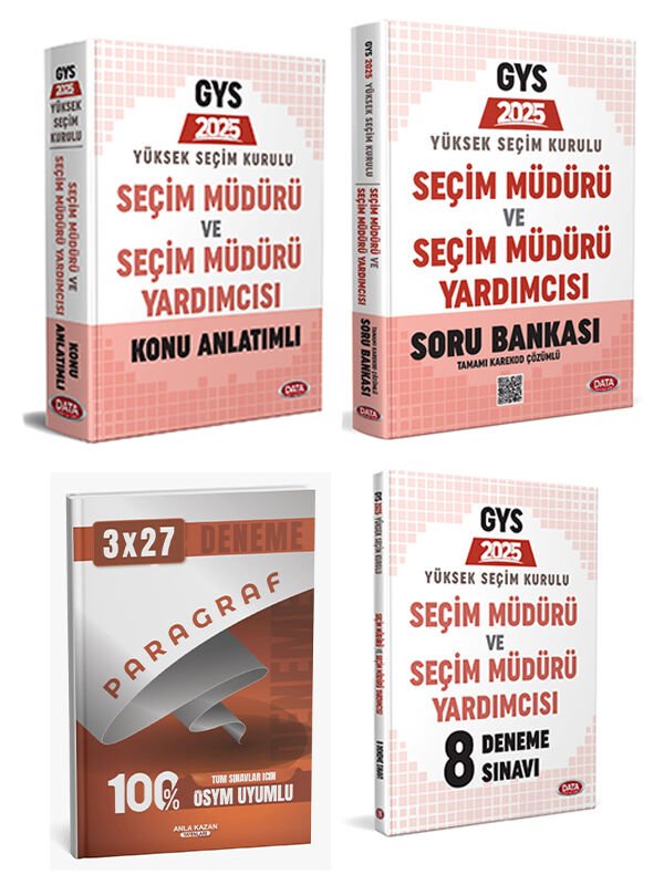 Anla Kazan + Data 2026 Yüksek Seçim Kurulu (YSK) Seçim Müdürü 8 Deneme + Soru + Konu 4 lü Set