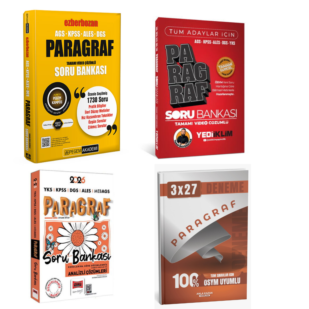 Pegem Akademi 2026 Paragraf Soru Bankası + Yediiklim Paragraf Soru Bankası + Yargı Yayınları Papatya Serisi Paragraf Soru Bankası Seti