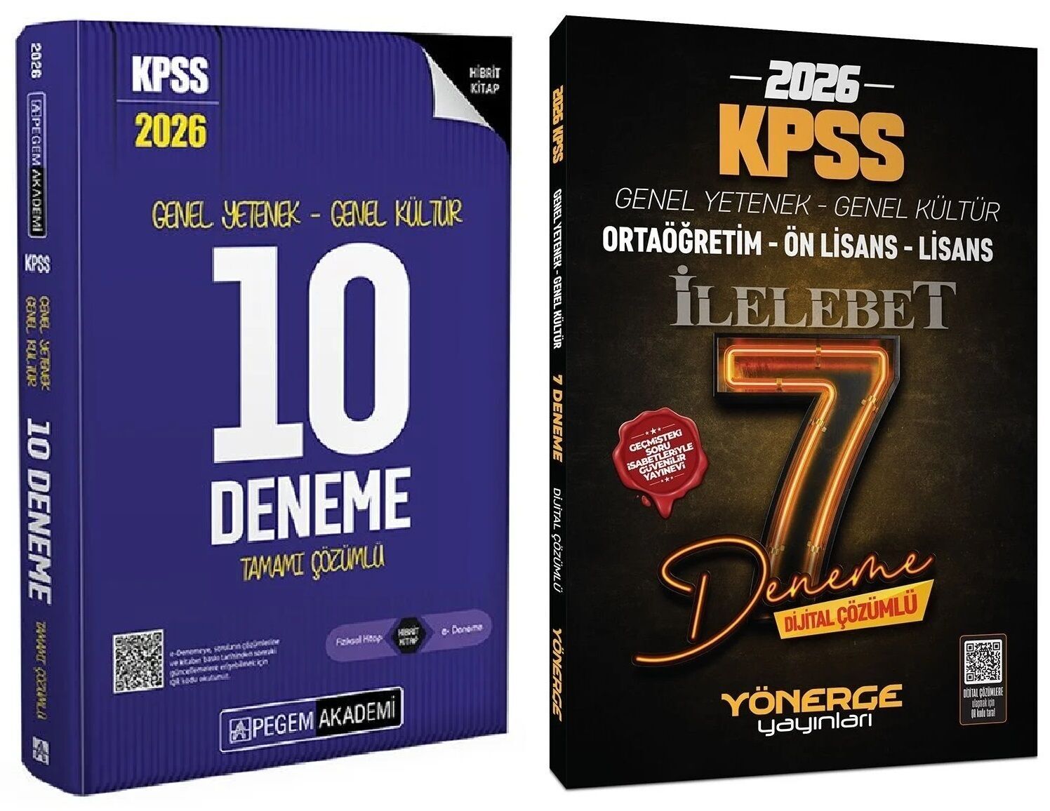 Pegem + Yönerge 2026 KPSS Genel Yetenek Genel Kültür 10+7 Deneme 2 li Set Pegem Akademi + Yönerge Yayınları