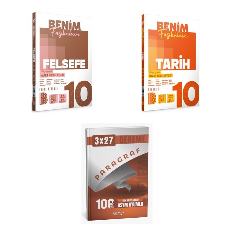 2027 Benim Hocam 10. Sınıf Benim Fasikülüm Felsefe + Tarih Soru + anla kazan paragraf deneme 3'lü Set