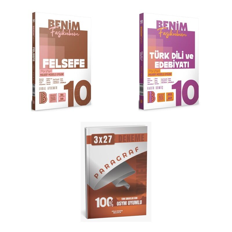 2027 Benim Hocam 10. Sınıf Benim Fasikülüm Felsefe + Edebiyat Türk Dili ve Edebiyatı Soru + Ankapade 3'lü Set