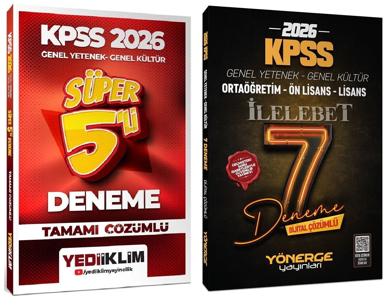 Yediiklim + Yönerge 2026 KPSS Genel Yetenek Genel Kültür Süper 5+7 Deneme 2 li Set Yediiklim + Yönerge Yayınları
