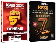 Yediiklim + Yönerge 2026 KPSS Genel Yetenek Genel Kültür Süper 5+7 Deneme 2 li Set Yediiklim + Yönerge Yayınları