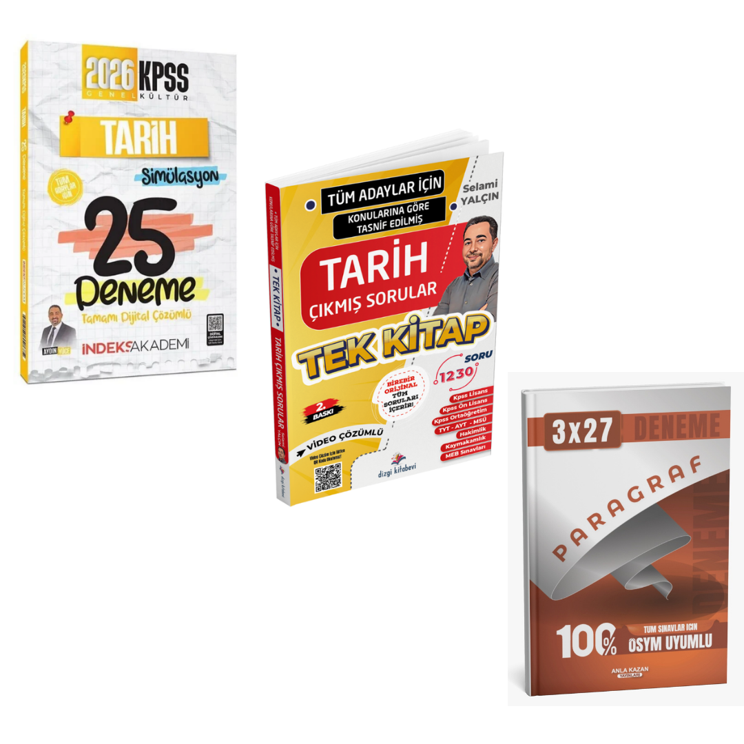 Dizgi Kitap 2026 Tüm Adaylar İçin Tüm Sınavlar Tarih Çıkmış Soru ve KPSS Tarih 25 Deneme İndeks Akademi Seti