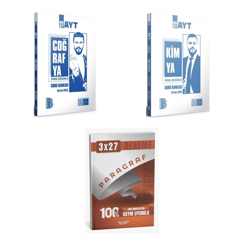 2027 Benim Hocam AYT Coğrafya + Kimya Soru + anla kazan paragraf deneme 3'lü Set