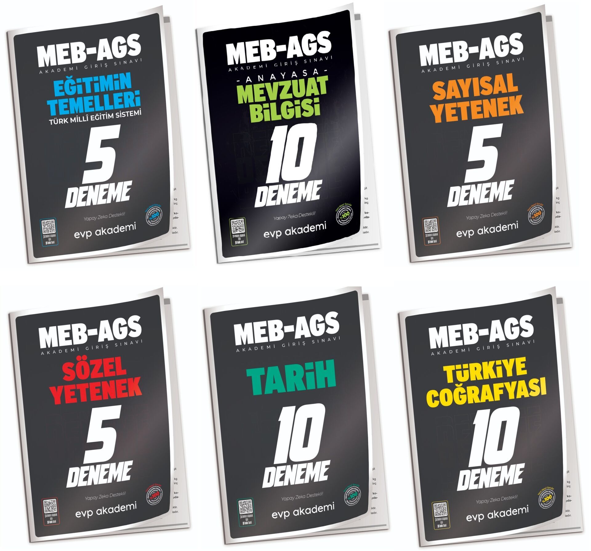 EVP Akademi 2025 MEB-AGS Tüm Dersler 45 Deneme 6 lı Set EVP Akademi