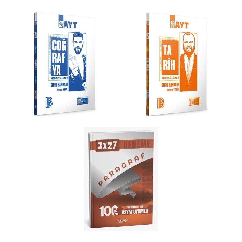 2027 Benim Hocam AYT Coğrafya + Tarih Video Çözümlü Soru + anla kazan paragraf deneme 3'lü Set