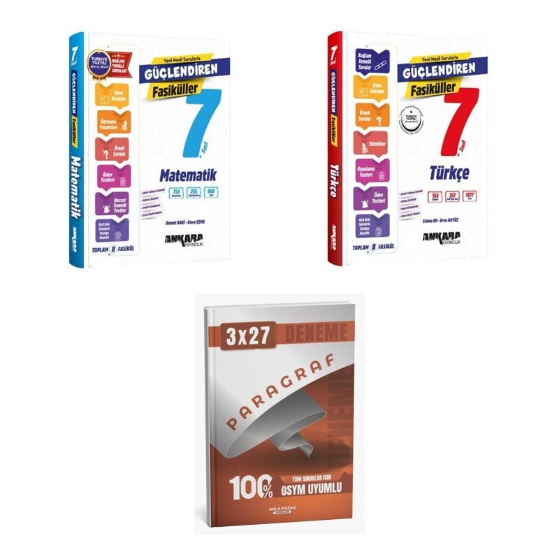 2027 Ankara 7. Sınıf Güçlendiren Fasikül Set Matematik + Türkçe Konu + anla kazan paragraf deneme Set