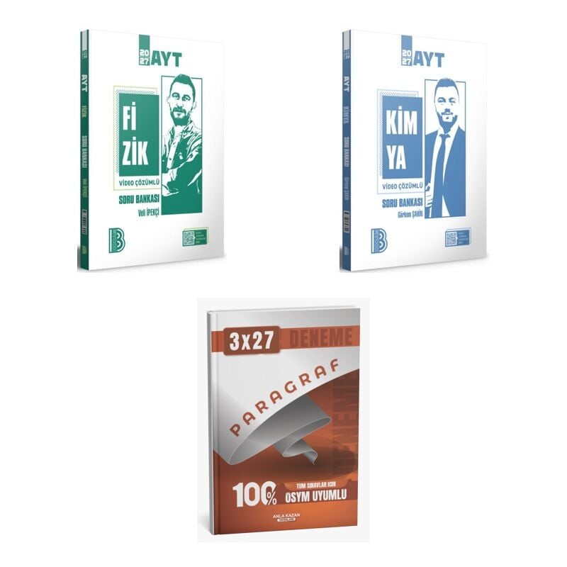 2027 Benim Hocam AYT Fizik + Kimya Soru + anla kazan paragraf deneme 3'lü Set