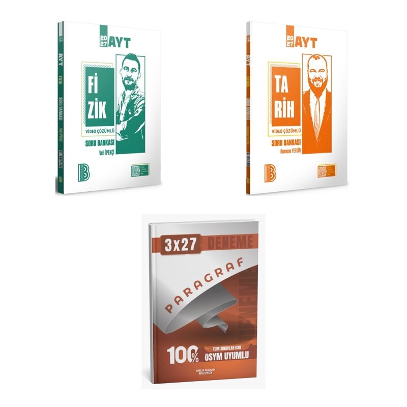2027 Benim Hocam AYT Fizik + Tarih Video Çözümlü Soru + anla kazan paragraf deneme 3'lü Set