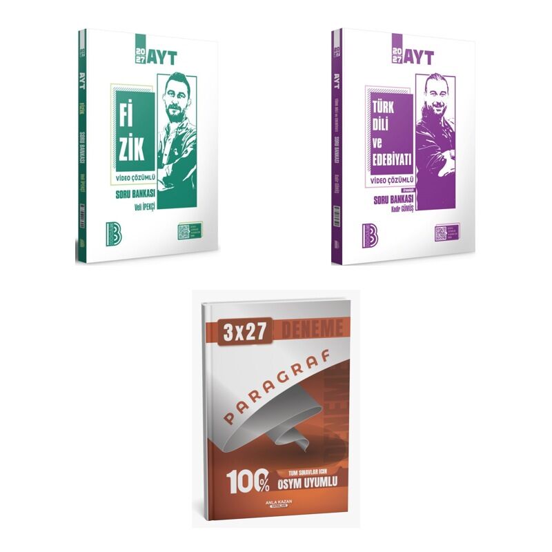 2027 Benim Hocam AYT Fizik + Edebiyat Türk Dili ve Edebiyatı Video Çözümlü Soru + Ankapade 3'lü Set