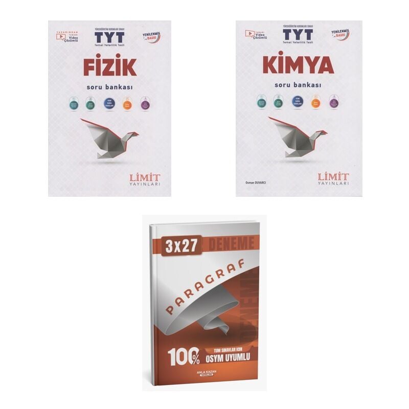 2027 Limit TYT Fizik + Kimya Soru + anla kazan paragraf deneme 3'lü Set