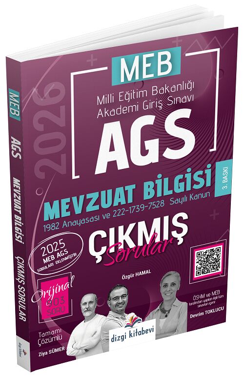Dizgi Kitap 2026 MEB-AGS Mevzuat Bilgisi Çıkmış Sorular Çözümlü - Ziya Sümer, Özgür Hamal, Devrim Toklucu Dizgi Kitap