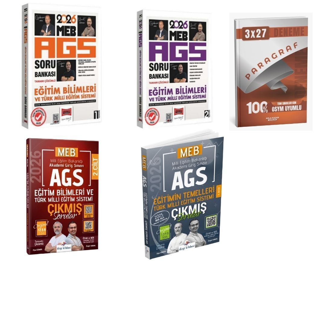 Yargı Yayınları 2026 MEB AGS Eğitim Bilimleri ve Türk Milli Eğitim Sistemi Soru Bankası + Dizgi Kitap MEB AGS Eğitim Bilimleri Türk Milli Eğitim Sistemi Çıkmış Sorular + Paragraf Deneme 5'li Set