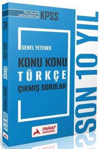 Paraf Yayınları 2026 KPSS Lise Ortaöğretim Ön Lisans Türkçe Son 10 Yıl Konu Konu Çıkmış Sorular