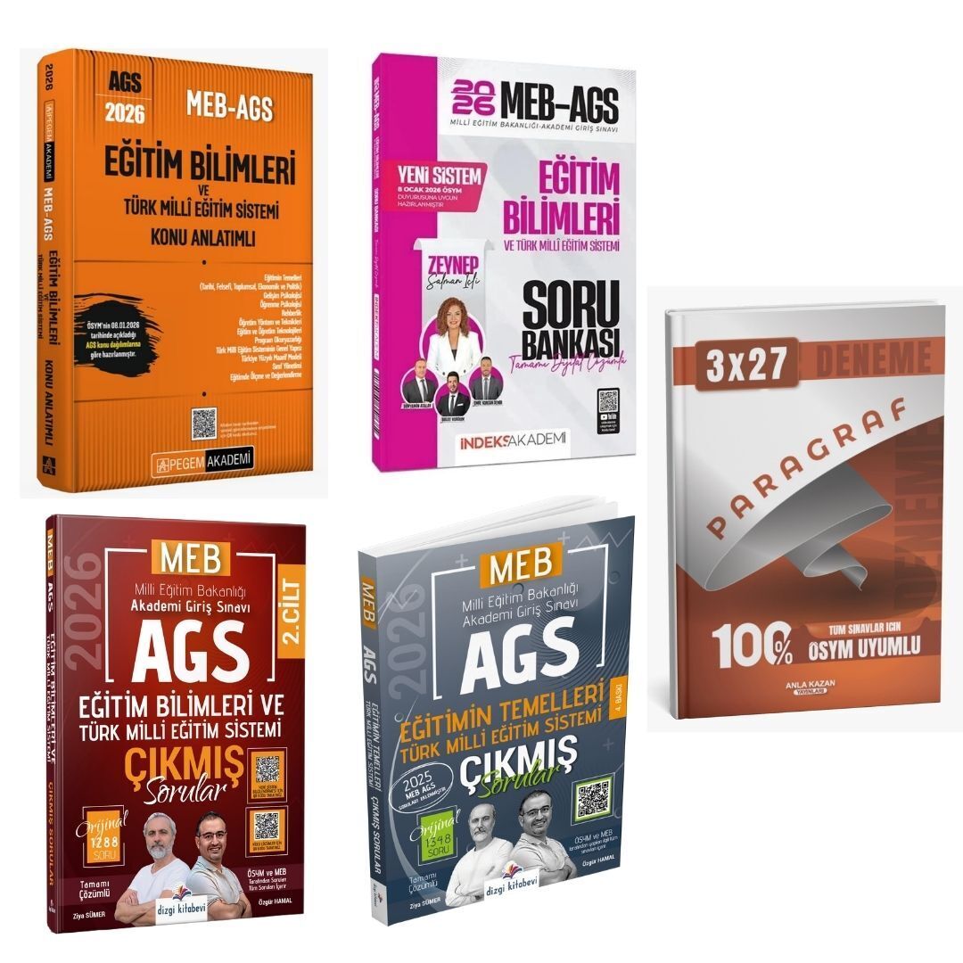 Pegem 2026 MEB AGS Eğitim Bilimleri ve Türk Milli Eğitim Sistemi Konu Anlatımlı + İndeks MEB AGS Eğitim Bilimleri Soru Bankası + Dizgi Eğitim Bilimleri Çıkmış Sorular Süper Set