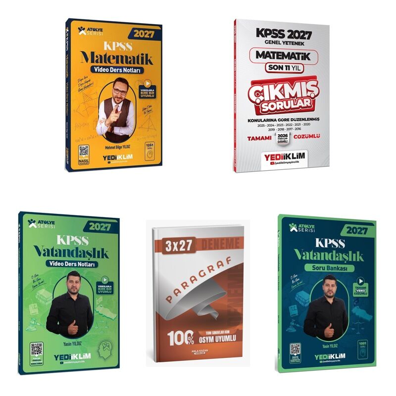 2027 KPSS Mat Atölye Konu + Mat Çıkmış Soru + Vat Atölye Video Konu + Vat Atölye Video Soru + ANKAPADE 5'li Set