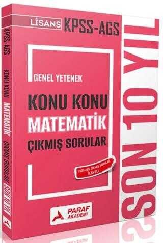 Paraf Akademi 2026 KPSS MEB AGS Lisans Matematik Son 10 Yıl Konu Konu Çıkmış Sorular