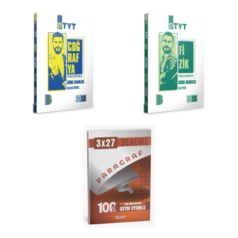 2027 Benim Hocam TYT Coğrafya + Fizik Video Çözümlü Soru + anla kazan paragraf deneme 3'lü Set