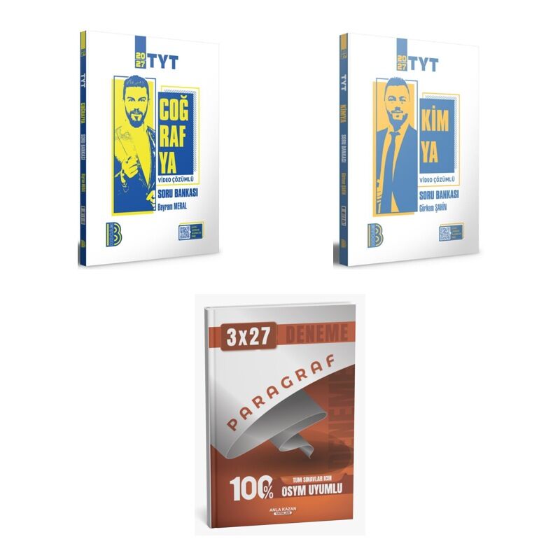 2027 Benim Hocam TYT Coğrafya + Kimya Soru + anla kazan paragraf deneme 3'lü Set