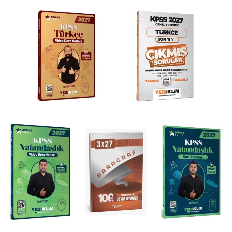 2027 KPSS Tür Atölye Konu + Tür Çıkmış Soru + Vat Atölye Video Konu + Vat Atölye Video Soru + ANKAPADE 5'li Set