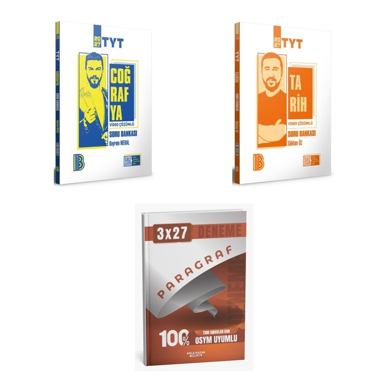 2027 Benim Hocam TYT Coğrafya + Tarih Video Çözümlü Soru + anla kazan paragraf deneme 3'lü Set