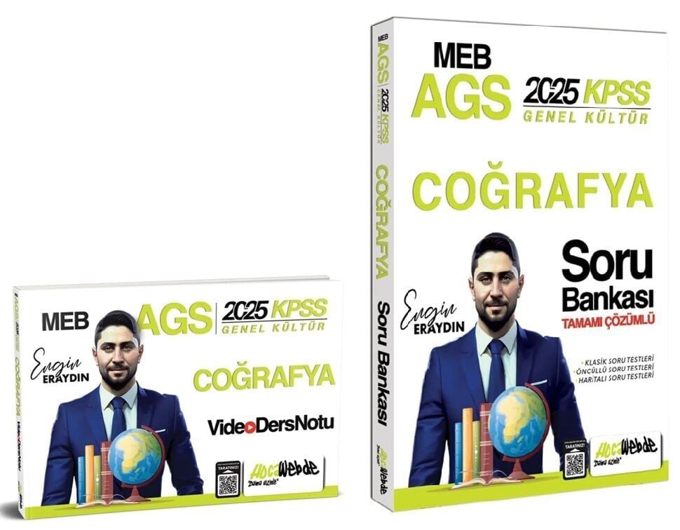 HocaWebde 2025 KPSS MEB-AGS Türkiye Coğrafyası Video Ders Notu + Soru Bankası 2 li Set - Engin Eraydın HocaWebde Yayınları