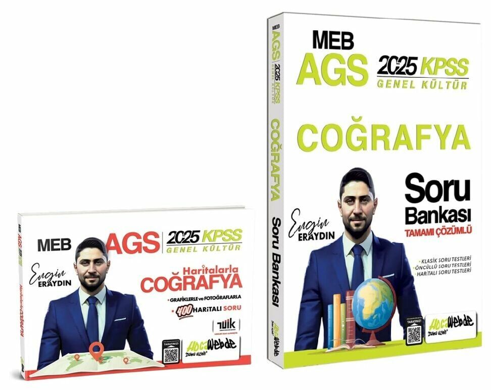 HocaWebde 2025 KPSS MEB-AGS Haritalarla Türkiye Coğrafyası + Soru Bankası 2 li Set - Engin Eraydın HocaWebde Yayınları