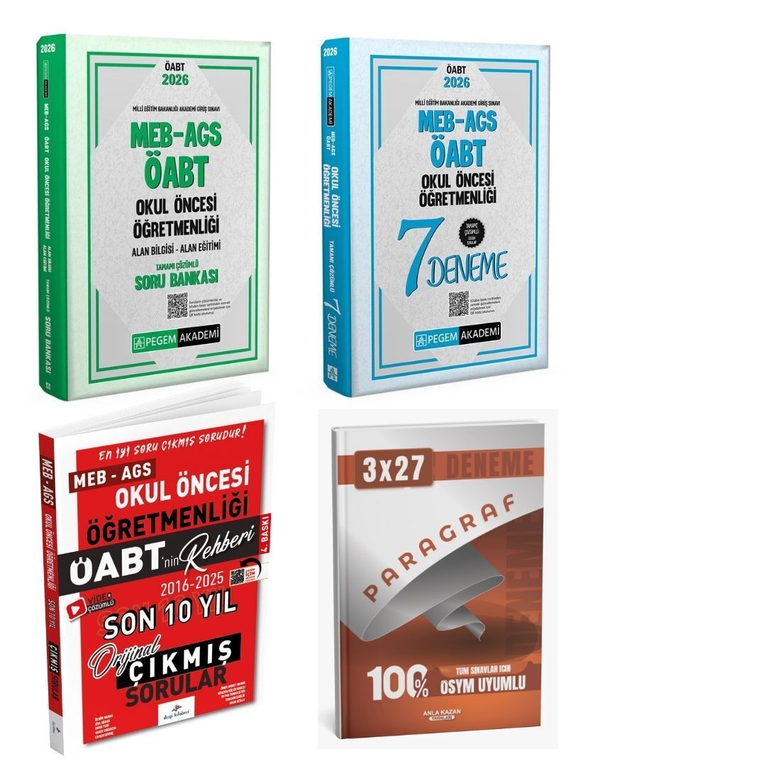 Pegem 2026 MEB AGS ÖABT Okul Öncesi Öğretmenliği Soru Bankası + Pegem ÖABT Okul Öncesi Öğretmenliği 7 Deneme + Dizgi ÖABT Okul Öncesi Öğretmenliği Çıkmış Sorular Seti