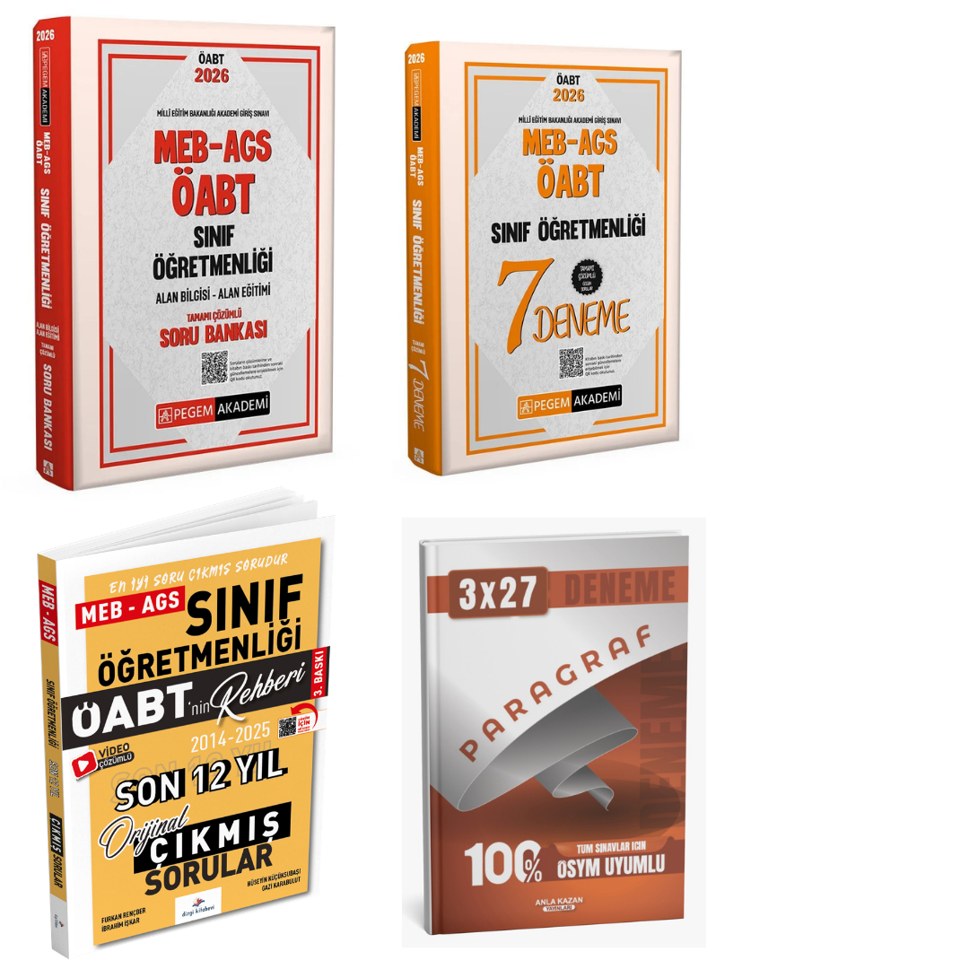 Pegem 2026 MEB AGS ÖABT Sınıf Öğretmenliği Soru Bankası + Pegem ÖABT Sınıf Öğretmenliği 7 Deneme + Dizgi ÖABT Sınıf Öğretmenliği Çıkmış Sorular Seti