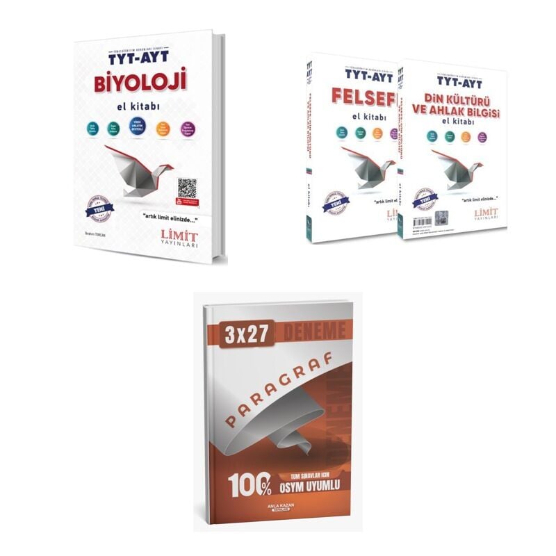 2027 Limit TYT AYT Biyoloji + Din + Felsefe Din Kültürü ve Ahlak Bilgisi Felsefe El Kitabı + Ankapade 3'lü Set