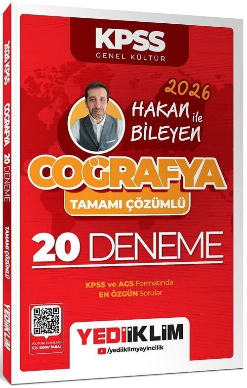 Yediiklim 2026 KPSS Coğrafya 20 Deneme Çözümlü - Hakan Bileyen Yediiklim Yayınları